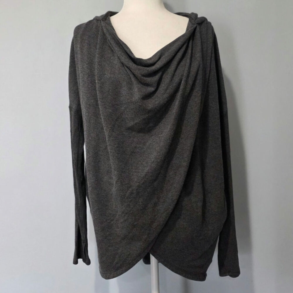 Athleta Purana Wrap Hoodie Charcoal Gray Heather Medium Nirvana Fabric